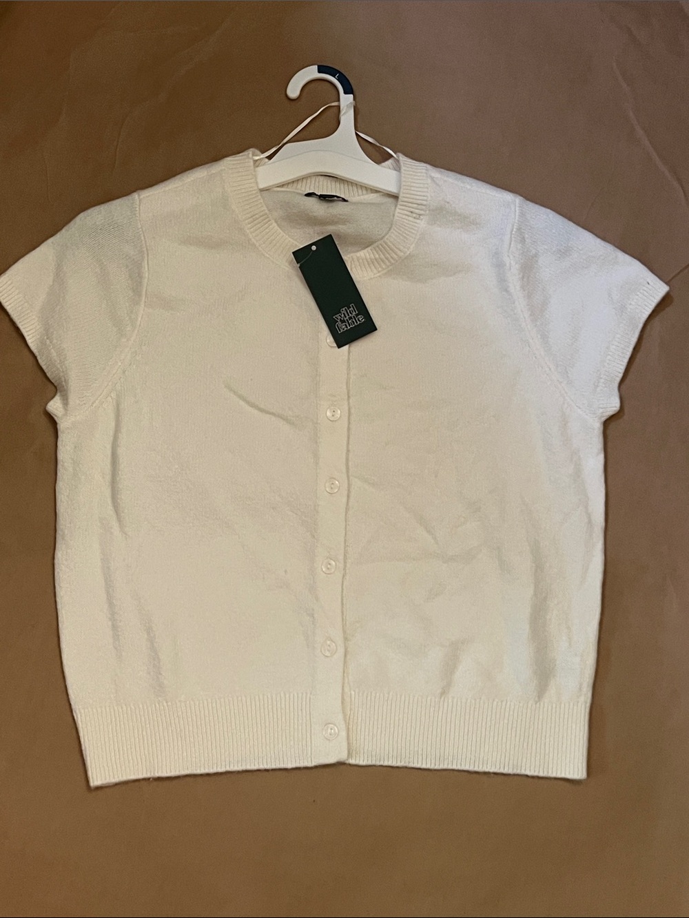 wild fable Cream Short-Sleeve Button Front Cardigan